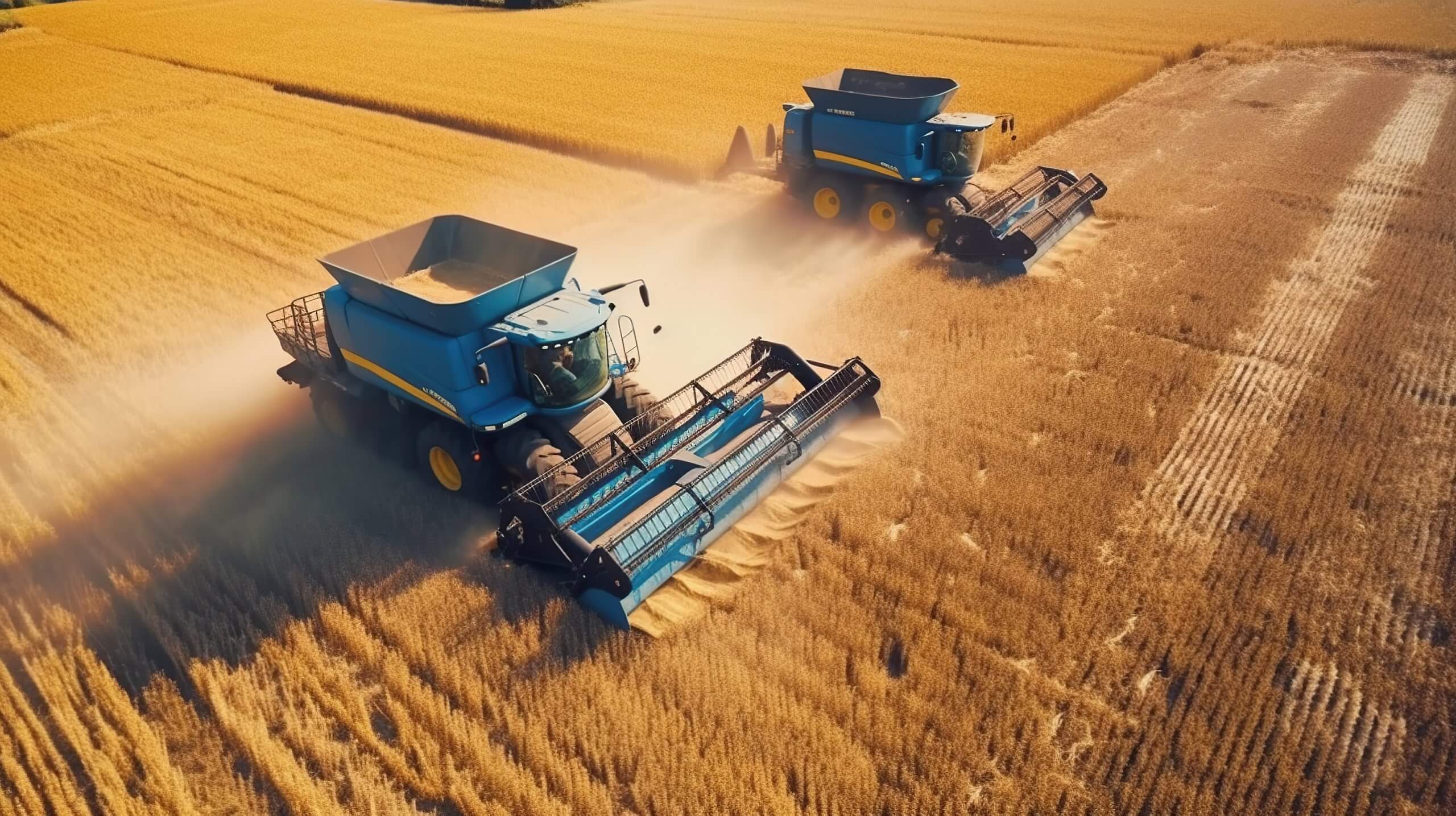 Combine harvester harvesting wheat field AI generated image